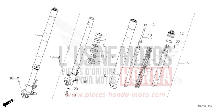 FOURCHETTE AVANT for Transalp 750 MAT IRIDIUM GRAY METALLIC (NHC64) from 2023